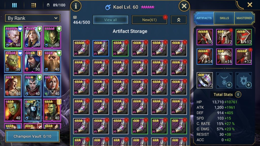 Inventory screenshot taken right before the artifact event
